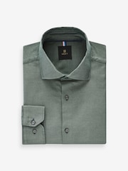 Green Regular Fit Brushed Flannel 100% Cotton Shirt - Image 6 of 8