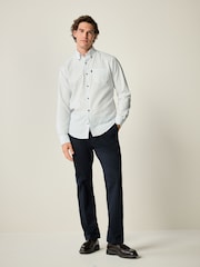 Blanc/Bleu Dot - Chemise Oxford boutonnée repassage facile - Image 2 of 8