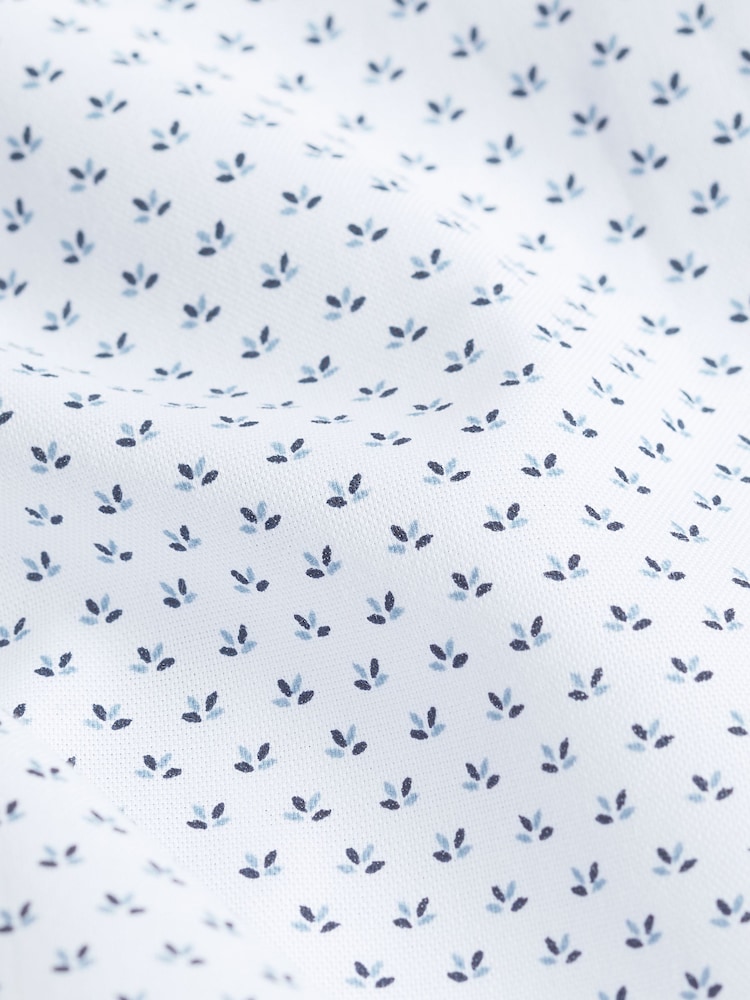 Blanc/Bleu Dot - Chemise Oxford boutonnée repassage facile - Image 4 of 8