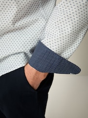 Blanc/Bleu Dot - Chemise Oxford boutonnée repassage facile - Image 5 of 8