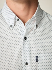 Blanc/Bleu Dot - Chemise Oxford boutonnée repassage facile - Image 6 of 8