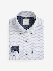 Blanc/Bleu Dot - Chemise Oxford boutonnée repassage facile - Image 8 of 8