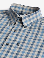 Blue/Charcoal Grey Marl Gingham Regular Fit Easy Iron Long Sleeve Single Cuff Oxford Shirt - Image 7 of 8