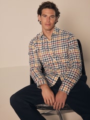 Neutral Brown Brushed 100% Cotton Flannel Shirt - Image 1 of 7