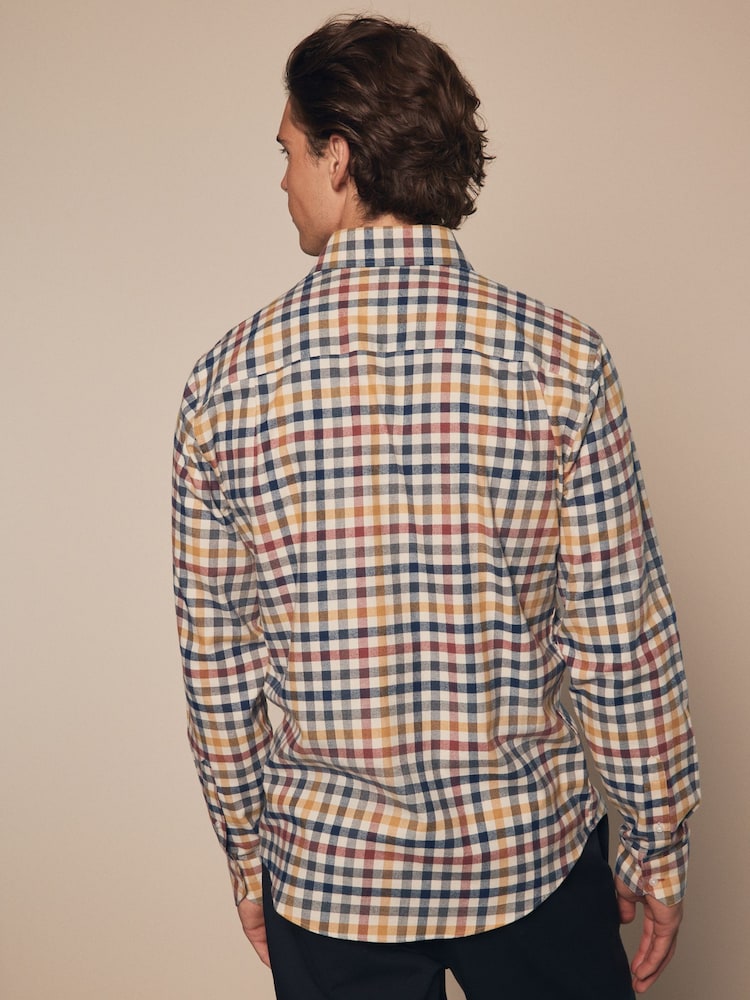 Neutral Brown Brushed 100% Cotton Flannel Shirt - Image 2 of 7