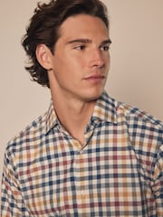 Neutral Brown Brushed 100% Cotton Flannel Shirt - Image 4 of 7