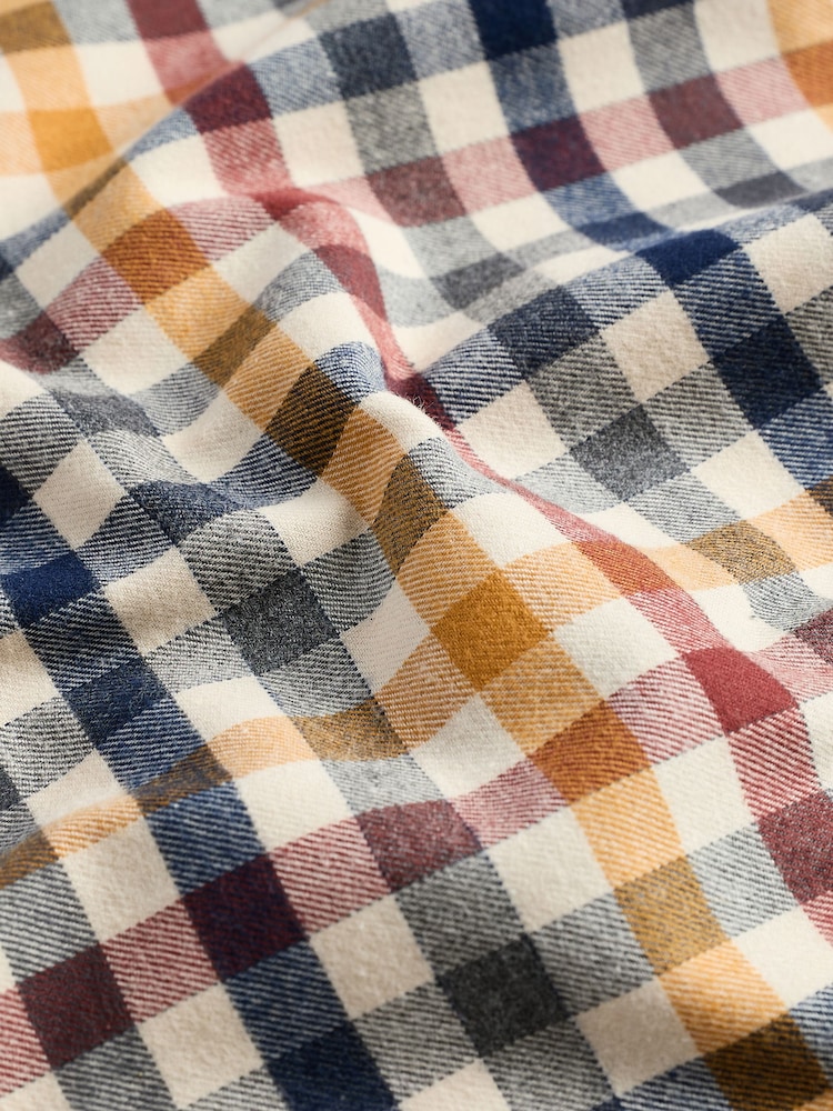 Neutral Brown Brushed 100% Cotton Flannel Shirt - Image 7 of 7