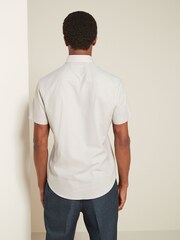 Neutral Brown Easy Care Short Sleeve Royal Oxford Shirt - Image 3 of 7