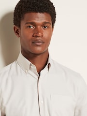 Neutral Brown Easy Care Short Sleeve Royal Oxford Shirt - Image 4 of 7
