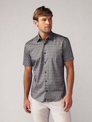 Navy Blue Chain Printed Short Sleeve Shirt - Image 3 of 7