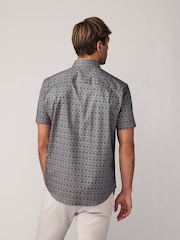 Navy Blue Chain Printed Short Sleeve Shirt - Image 4 of 7