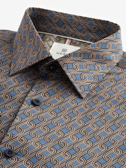 Navy Blue Chain Printed Short Sleeve Shirt - Image 6 of 7