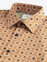 Neutral Brown Geometric Printed Short Sleeve Shirt - Image 6 of 7
