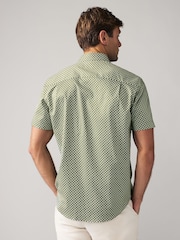 Moss Green Geometric Printed Short Sleeve Shirt - Image 5 of 8