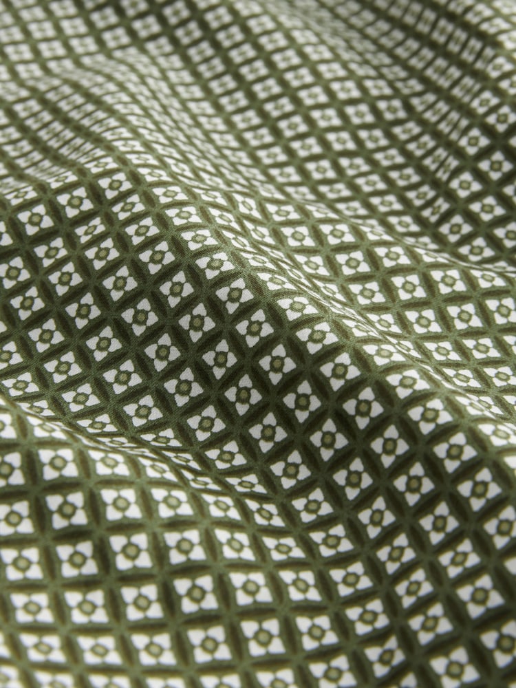 Moss Green Geometric Printed Short Sleeve Shirt - Image 8 of 8