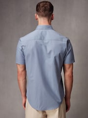 Light Blue Short Sleeve Linen Blend Shirt - Image 3 of 8