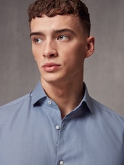 Light Blue Short Sleeve Linen Blend Shirt - Image 4 of 8