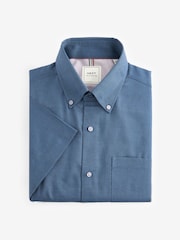 Light Blue Short Sleeve Linen Blend Shirt - Image 6 of 8