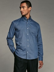 Blue Easy Care Long Sleeve Royal Oxford Single Cuff Shirt With Button Down Collar - Image 1 of 9