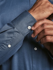 Blue Easy Care Long Sleeve Royal Oxford Single Cuff Shirt With Button Down Collar - Image 5 of 9