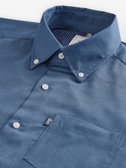 Blue Easy Care Long Sleeve Royal Oxford Single Cuff Shirt With Button Down Collar - Image 7 of 9
