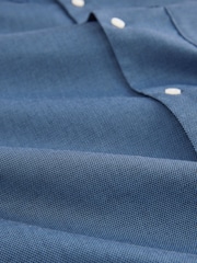 Blue Easy Care Long Sleeve Royal Oxford Single Cuff Shirt With Button Down Collar - Image 8 of 9