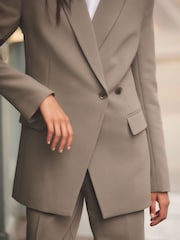 Braun/Khaki - Asymmetrischer Blazer mit verstellbarer Taille - Bild 5 von 5