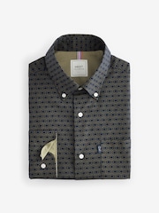 Navy Blue/Yellow Gold Honeycomb Regular Fit Easy Iron Button Down Oxford Shirt - Image 5 of 7