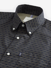 Navy Blue/Yellow Gold Honeycomb Regular Fit Easy Iron Button Down Oxford Shirt - Image 6 of 7