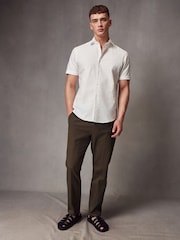 White Short Sleeve Linen Blend Shirt - Image 2 of 8