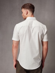 White Short Sleeve Linen Blend Shirt - Image 3 of 8