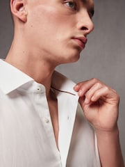 White Short Sleeve Linen Blend Shirt - Image 5 of 8