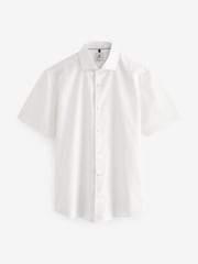 White Short Sleeve Linen Blend Shirt - Image 6 of 8
