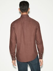 Chocolate Brown Regular Fit Textured Single Cuff Shirt With Cutaway Collar - Image 3 of 8