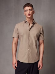 Neutral Brown Short Sleeve Linen Blend Shirt - Image 1 of 7