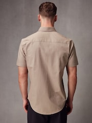 Neutral Brown Short Sleeve Linen Blend Shirt - Image 3 of 7