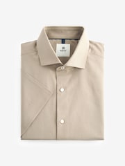 Neutral Brown Short Sleeve Linen Blend Shirt - Image 5 of 7