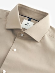 Neutral Brown Short Sleeve Linen Blend Shirt - Image 6 of 7