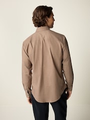 Neutral Brown Marl Regular Fit Button Down Easy Iron Oxford Shirt - Image 3 of 7