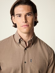 Neutral Brown Marl Regular Fit Button Down Easy Iron Oxford Shirt - Image 4 of 7