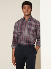 Burgundy Red Melange Regular Fit Easy Iron Long Sleeve Single Cuff Oxford Shirt - Image 1 of 7