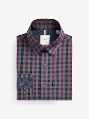 Burgundy Red Melange Regular Fit Easy Iron Long Sleeve Single Cuff Oxford Shirt - Image 5 of 7