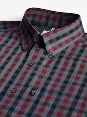 Burgundy Red Melange Regular Fit Easy Iron Long Sleeve Single Cuff Oxford Shirt - Image 6 of 7
