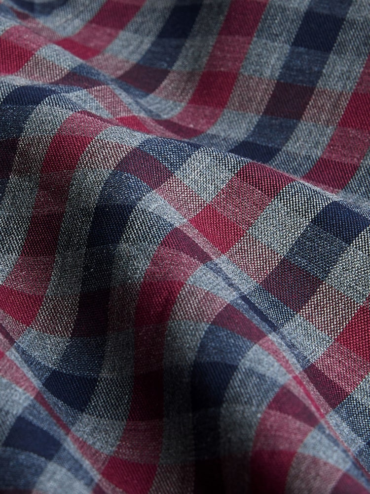 Burgundy Red Melange Regular Fit Easy Iron Long Sleeve Single Cuff Oxford Shirt - Image 7 of 7