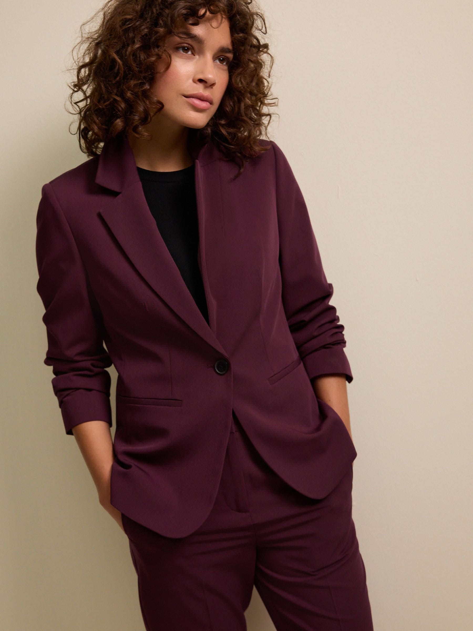 Buy Burgundy Red Single Breasted Blazer from Next Luxembourg