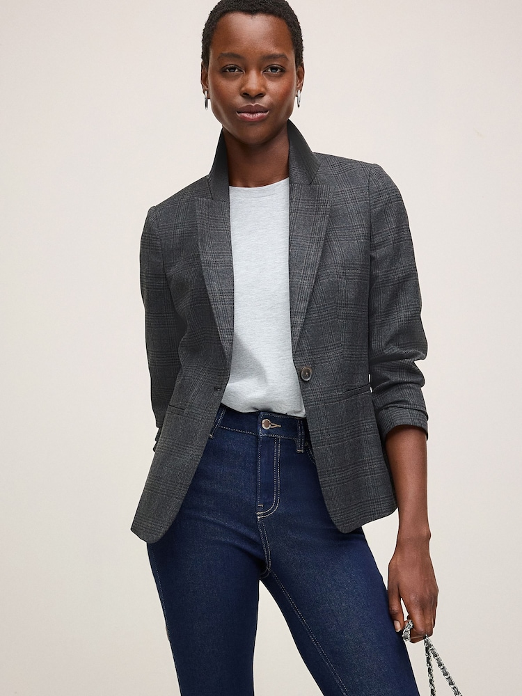 Grau/Schwarz - Einreihiger Blazer mit Karomuster - Bild 1 von 7 Grau/Schwarz - Einreihiger Blazer mit Karomuster - Bild 1 von 7
