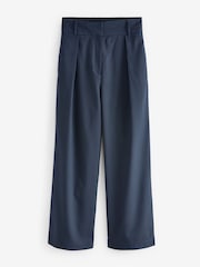 Navy Pinstripe Elastic Back Wide Leg Trousers - Image 6 of 7