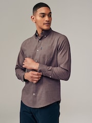 Damson Pink Marl Regular Fit Button Down Easy Iron Oxford Shirt - Image 1 of 6