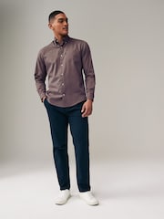 Damson Pink Marl Regular Fit Button Down Easy Iron Oxford Shirt - Image 2 of 6