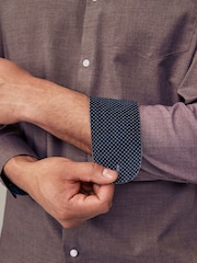 Damson Pink Marl Regular Fit Button Down Easy Iron Oxford Shirt - Image 5 of 6